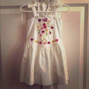 BabyGap floral embroidered smocked back dress.